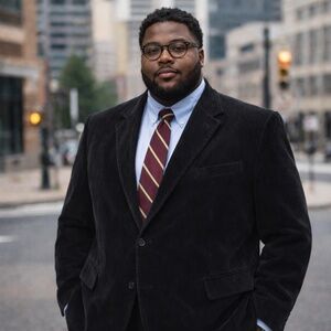 Vintage Men's Black Cotton Corduroy Two Button Blazer - 44R